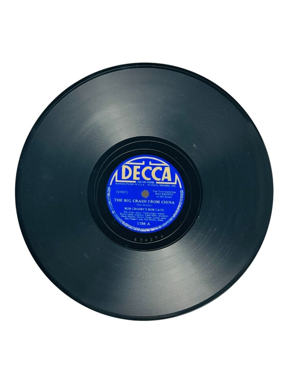 Bob Crosbys Bob Cats The Big Crash From China 10in Shellac 78 RPM Decca 1756 VG+